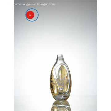 Round Shape Glass Bottle with Golden Decal